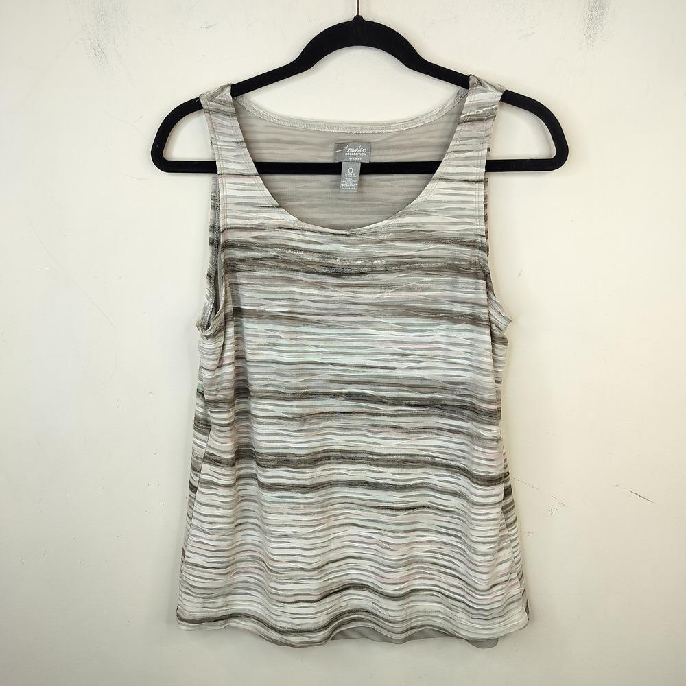 Chico's Travelers Tank Top Women 0 / Small Striped Textured Metallic